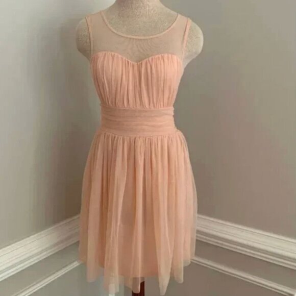 ModCloth Women's Peach Party Dress with Tulle Size Small - Picture 1 of 7